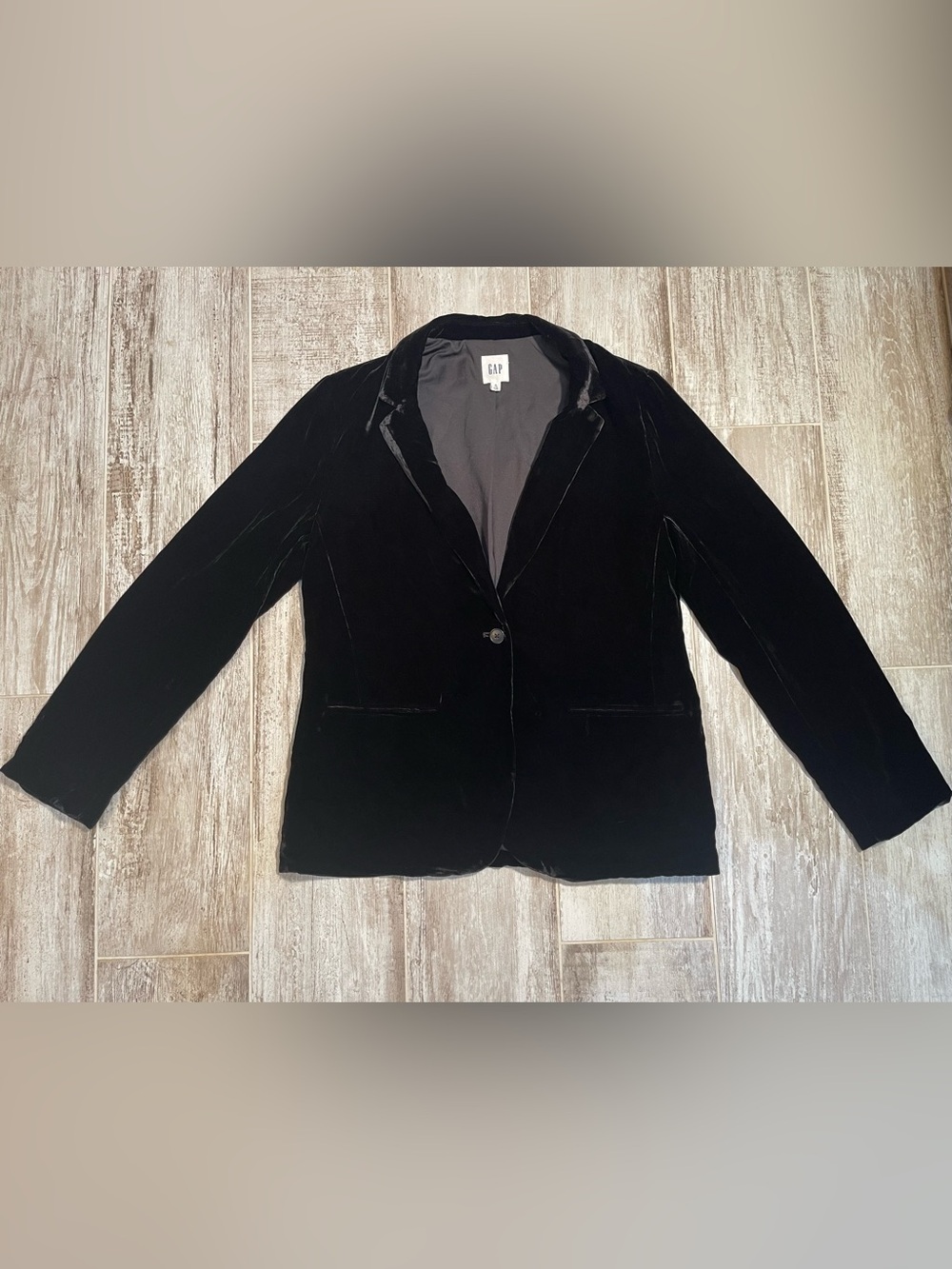 GAP Black Velvet Single-Button Women's Blazer